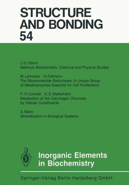 Cover for P H Connett · Inorganic Elements in Biochemistry - Structure and Bonding (Paperback Book) [Softcover reprint of the original 1st ed. 1983 edition] (2013)