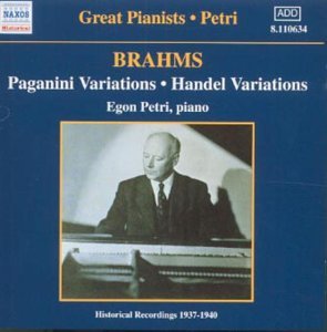 PETRI:Brahms-Paganini Variatio - Egon Petri - Music - Naxos Historical - 0636943163429 - February 26, 2001
