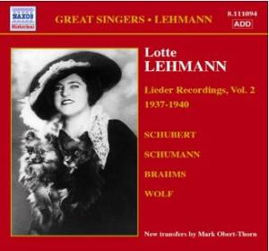 LEHMANN:Lieder Recordings,Vo.2 - Lotte Lehmann - Muzyka - Naxos Historical - 0747313309429 - 22 maja 2006