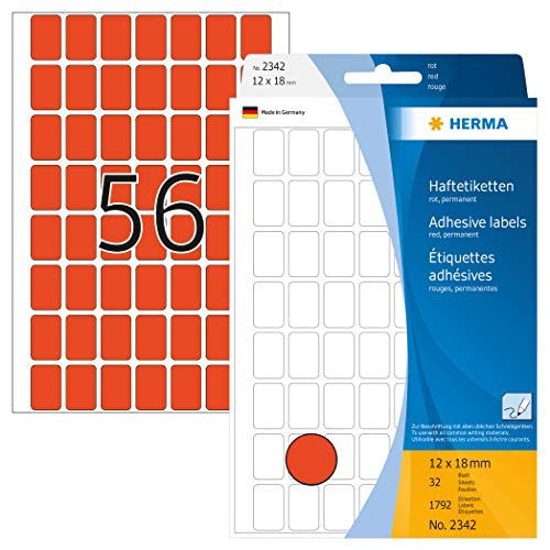 HERMA Vielzwecketiketten rot  12x18 mm Papier matt -  - Merchandise - Herma - 4008705023429 - May 1, 2024