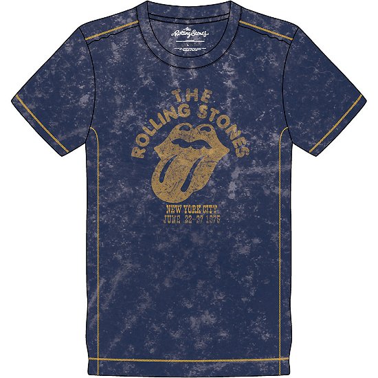 Cover for The Rolling Stones · The Rolling Stones Unisex T-Shirt: NYC '75 (Wash Collection) (T-shirt) [size S] [Blue - Unisex edition]