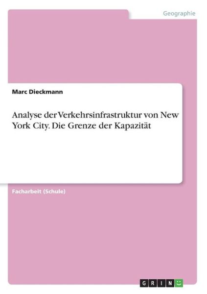 Cover for Dieckmann · Analyse der Verkehrsinfrastru (Book)