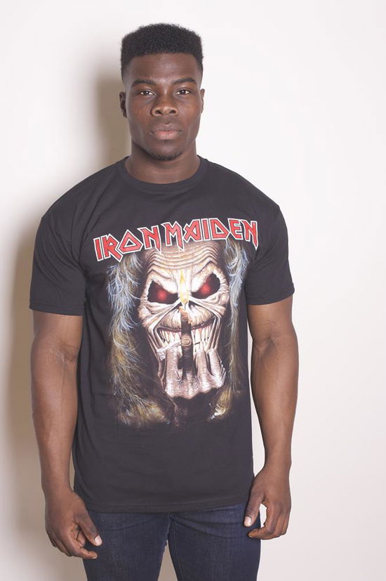 Iron Maiden Unisex T-Shirt: Eddie Candle Finger - Iron Maiden - Koopwaar - ROFF - 5055295345430 - 13 mei 2013