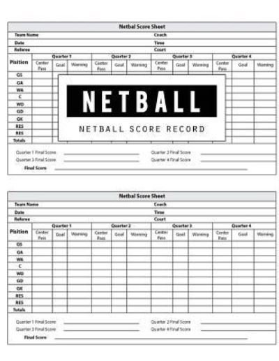 Netball Score Record - Bg Publishing - Kirjat - Createspace Independent Publishing Platf - 9781723409431 - lauantai 21. heinäkuuta 2018