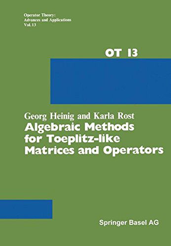 Cover for G. Heinig · Algebraic Methods for Toeplitz-like Matrices and Operators - Operator Theory: Advances and Applications (Paperback Book) [Softcover reprint of the original 1st ed. 1984 edition] (2014)
