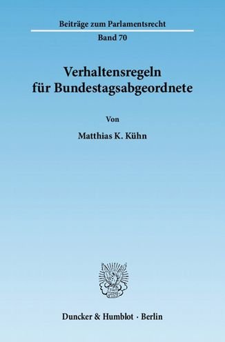 Cover for Kühn · Verhaltensregeln f.Bundestagsabg. (Bog) (2011)