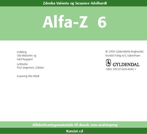 Cover for Zdenka Valenta; Susanne Adelhardt · Alfa-Z - Ny: Alfa-Z 6 Kursist-cd (CD) [1. Ausgabe] (2009)