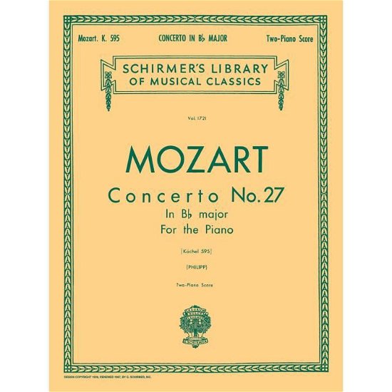 Cover for Wolfgang Amadeus Mozart · Concerto No. 27 in Bb, K.595 (Bok) (1986)