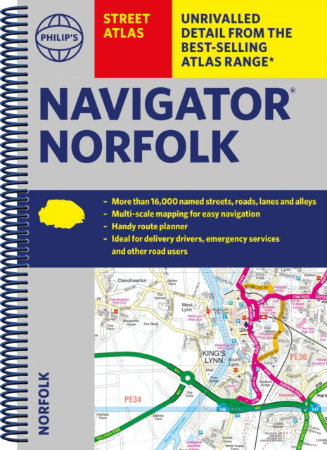 Cover for Philip's Maps · Philip's Navigator Street Atlas Norfolk - Philip's Street Atlas (Spiralbog) (2024)