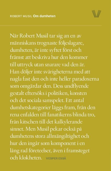Cover for Robert Musil · Vesper Essä: Om dumheten (Bok) (2015)