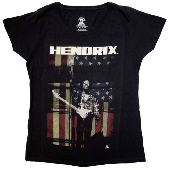 Jimi Hendrix Ladies T-Shirt: Peace Flag - The Jimi Hendrix Experience - Merchandise -  - 9950670971432 - 