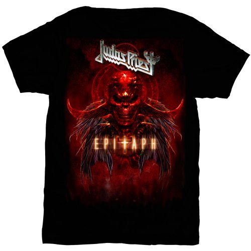 Judas Priest Unisex T-Shirt: Epitaph Red Horns - Judas Priest - Merchandise - ROFF - 5055295357433 - 22. juli 2013