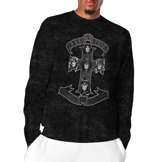 Cover for Guns N Roses · Guns N' Roses Unisex Long Sleeve T-Shirt: Monochrome Cross (Wash Collection) (Klær) [size L]