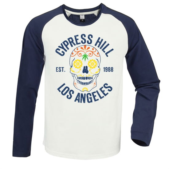 Cover for Cypress Hill · Cypress Hill Floral Skull Vintage White / Navy Small Baseball Jersey (T-shirt) (2024)