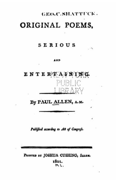 Cover for Paul Allen · Original Poems, Serious and Entertaining (Paperback Book) (2016)