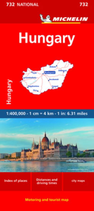 Hungary - Michelin National Map 732: Map - Michelin - Livros - Michelin Editions des Voyages - 9782067261433 - 18 de janeiro de 2024