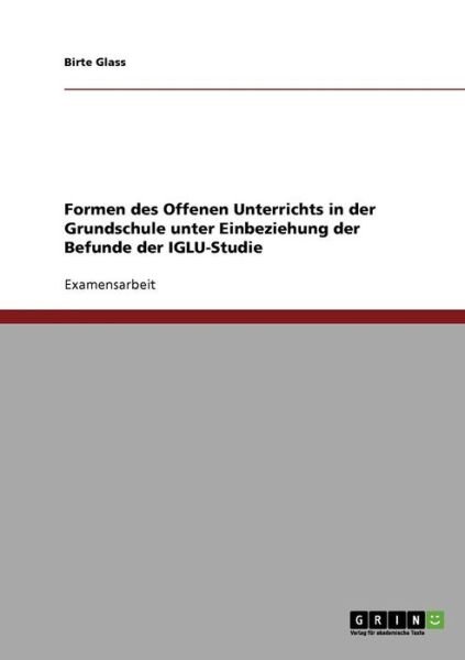 Cover for Glass · Formen des Offenen Unterrichts in (Book) [German edition] (2013)