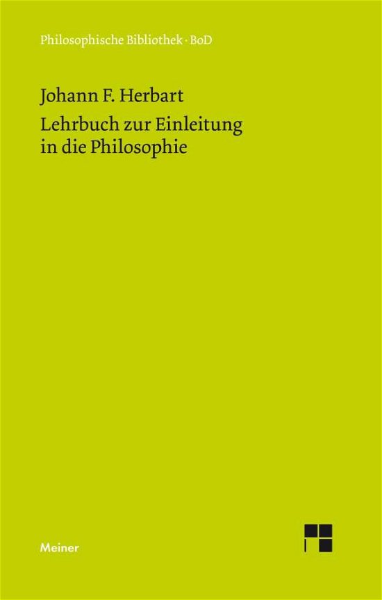 Cover for Johann F. Herbart · Lehrbuch Zur Einleitung in Die Philosophie (Hardcover Book) [German edition] (1993)