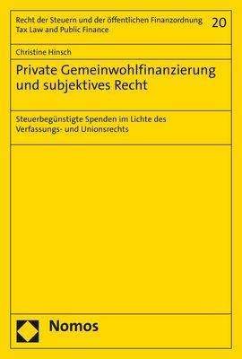 Cover for Hinsch · Private Gemeinwohlfinanzierung u (N/A) (2021)