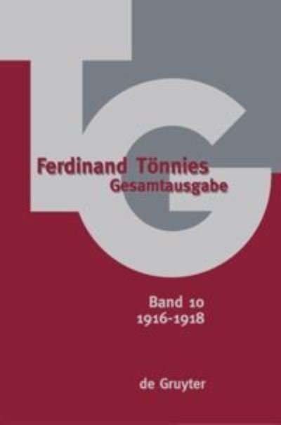 Cover for Ferdinand Tonnies · Gesamtausgabe Collected Works 1916-1918 (Paperback Book) (2008)