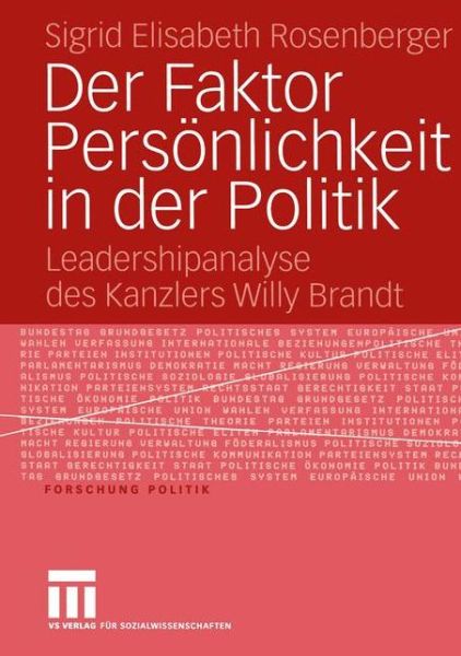 Cover for Sigrid Elisabeth Rosenberger · Der Faktor Personlichkeit in der Politik - Forschung Politik (Paperback Book) [2005 edition] (2005)