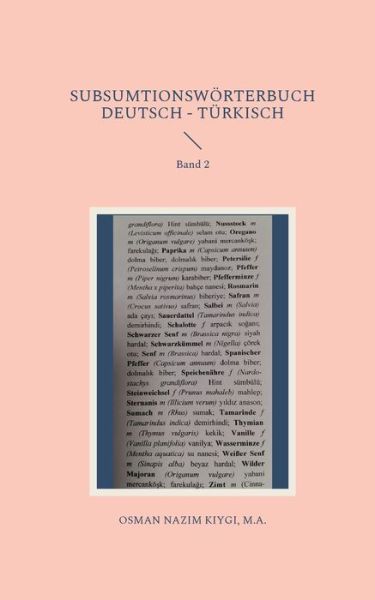 Cover for Nazim Kiygi · Subsumtionswörterbuch Deutsch - Türkisch (Paperback Book) (2021)