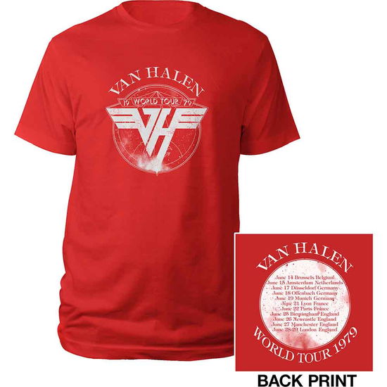 Van Halen Unisex T-Shirt: 1979 Tour (Back Print) - Van Halen - Merchandise - PHD - 5056012029435 - 15. april 2019