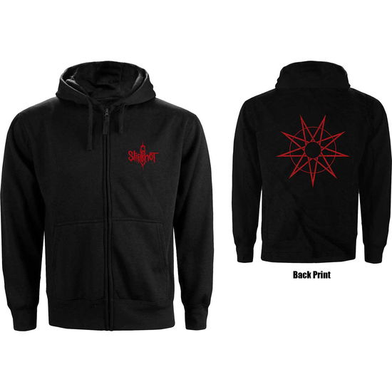 Slipknot Unisex Zipped Hoodie: 9 Point Star (Back Print) - Slipknot - Merchandise -  - 5056170666435 - 