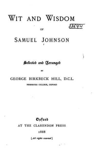 Cover for Samuel Johnson · Wit and wisdom of Samuel Johnson (Taschenbuch) (2016)