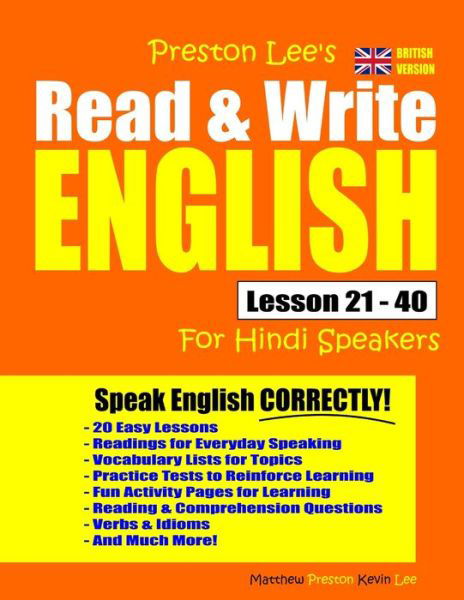 Cover for Matthew Preston · Preston Lee's Read &amp; Write English Lesson 21 - 40 for Hindi Speakers (Bok) [British edition] (2020)