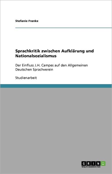 Cover for Franke · Sprachkritik zwischen Aufklärung (Buch) [German edition] (2013)