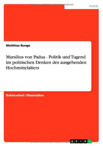 Cover for Runge · Marsilius von Padua - Politik und (Book) [German edition] (2013)