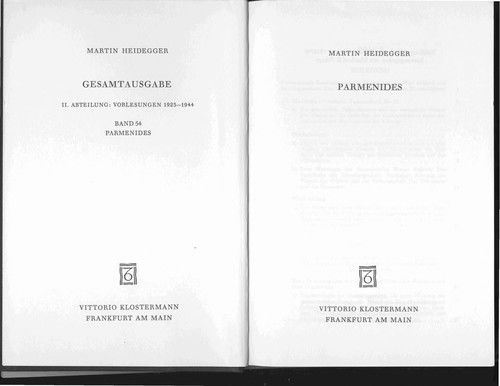 Martin Heidegger, Parmenides - Martin Heidegger - Książki - Verlag Vittorio Klostermann - 9783465025436 - 31 grudnia 1992