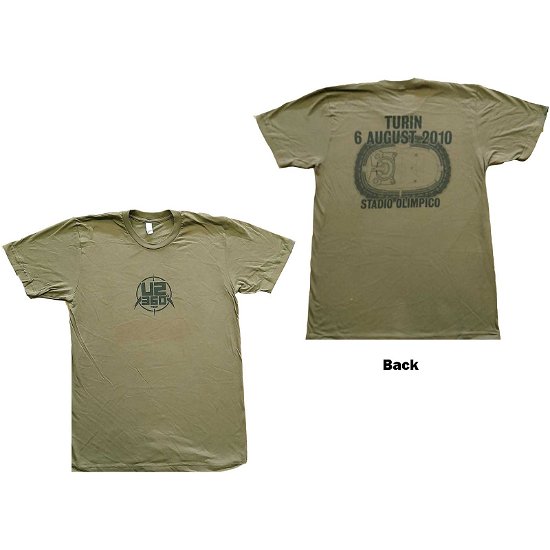 U2 Unisex T-Shirt: 360 Degree Tour Turin 2010 (Ex-Tour & Back Print) - U2 - Koopwaar -  - 5056561051437 - 