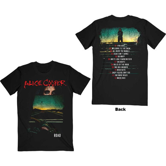 Alice Cooper Unisex T-Shirt: Road Cover Tracklist (Back Print) - Alice Cooper - Marchandise -  - 5056561093437 - 