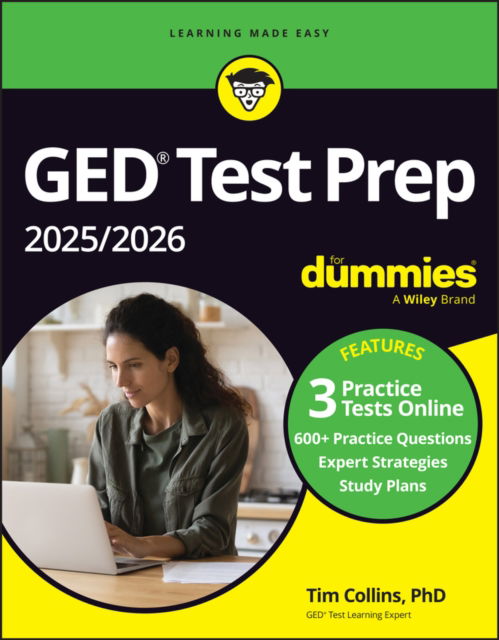 Cover for Tim Collins · GED Test Prep 2025/2026 For Dummies: Book + 3 Practice Tests Online (Paperback Book) (2024)