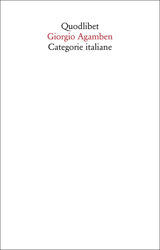 Cover for Giorgio Agamben · Categorie Italiane. Studi Di Poetica E Di Letteratura. Nuova Ediz. (Buch)