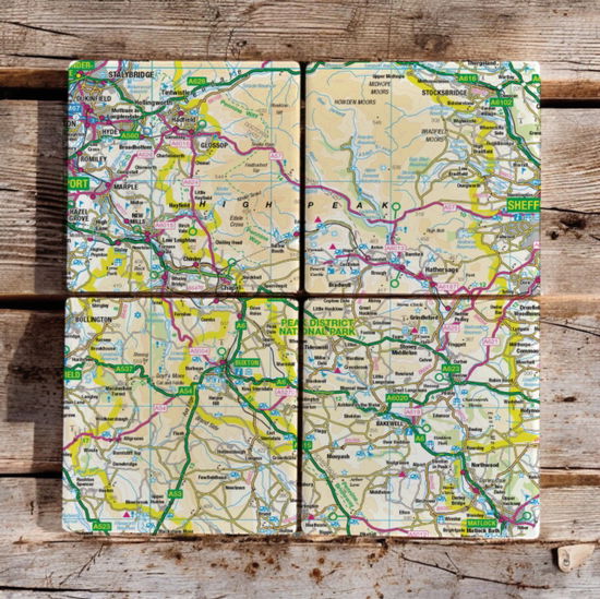 Cover for OS Map Ceramic Four Coaster Set - Peak District National Park (MERCH) (2025)