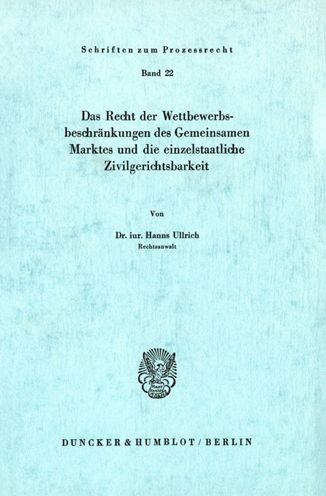 Cover for Ullrich · Das Recht der Wettbewerbsbeschr (Book) (1971)