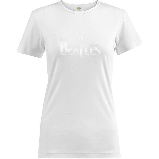 The Beatles Ladies Hi-Build T-Shirt: Drop T Logo (White-On-White) - The Beatles - Merchandise - Apple Corps - Apparel - 5056170600439 - 