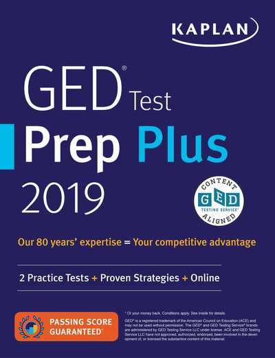 Cover for Caren Van Slyke · GED Test Prep Plus 2019: 2 Practice Tests + Proven Strategies + Online - Kaplan Test Prep (Paperback Book) [Revised edition] (2019)