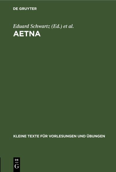 Cover for Eduard Schwartz · Aetna (Book) (1933)