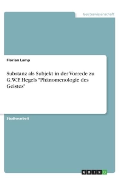 Cover for Lamp · Substanz als Subjekt in der Vorred (Buch)