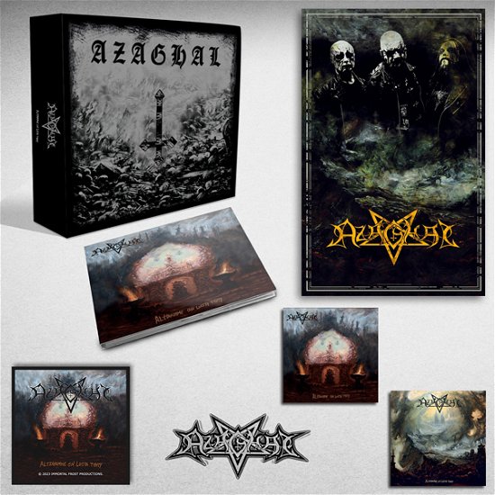 Cover for Azaghal · Alttarimme on Luista Tehty (Digipack +24 Page Booklet &amp; Poster with Exclusive Merch:flag, Crest Metal Logo Pin, Woven Patch &amp; 2 Album Cover Stickers) (CD) [Box set] (2023)