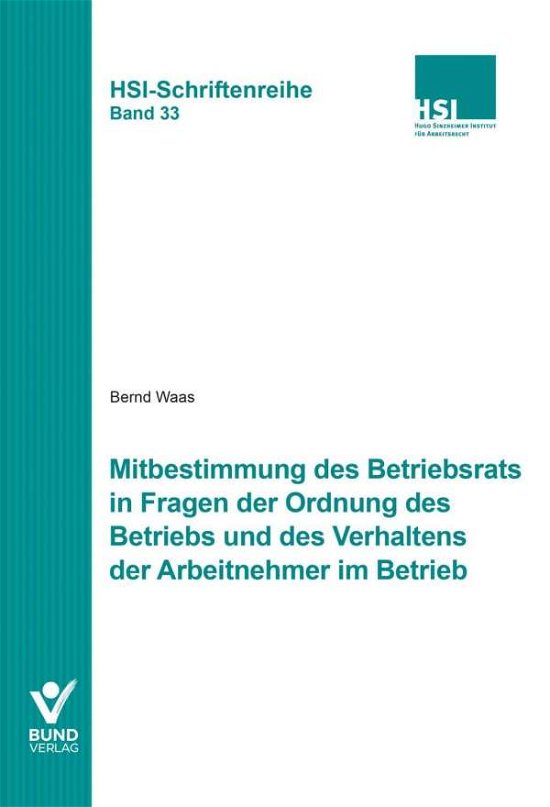 Cover for Waas · Mitbestimmung des Betriebsrats in (Bog)