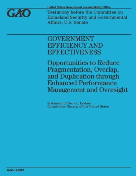 Cover for Government Accountability Office · Government Efficiency and Effectiveness: Opportunities to Reduce Fragmentation, Overlap, and Duplication Through Enhanced Performance Management and O (Paperback Book) (2014)