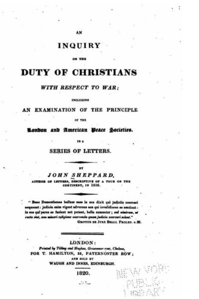 Cover for John Sheppard · An inquiry on the duty of Christians with respect to war (Paperback Book) (2016)
