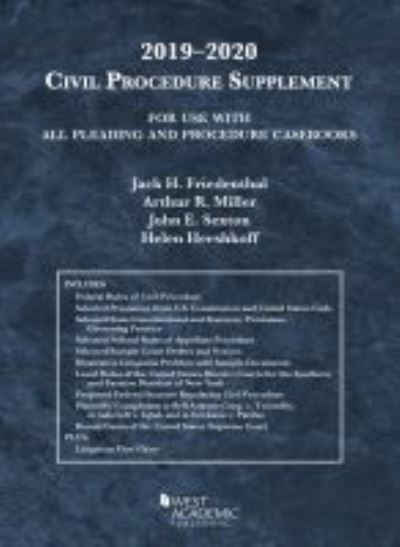 Cover for Jack H. Friedenthal · Civil Procedure Supplement, for Use with All Pleading and Procedure Casebooks, 2019-2020 - American Casebook Series (Paperback Book) (2019)