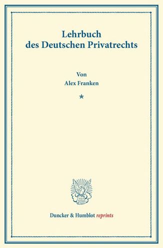 Cover for Franken · Lehrbuch des Deutschen Privatre (Book) (2013)