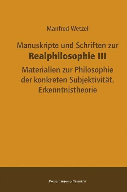 Cover for Wetzel · Manuskripte und Schriften zur Re (Book)